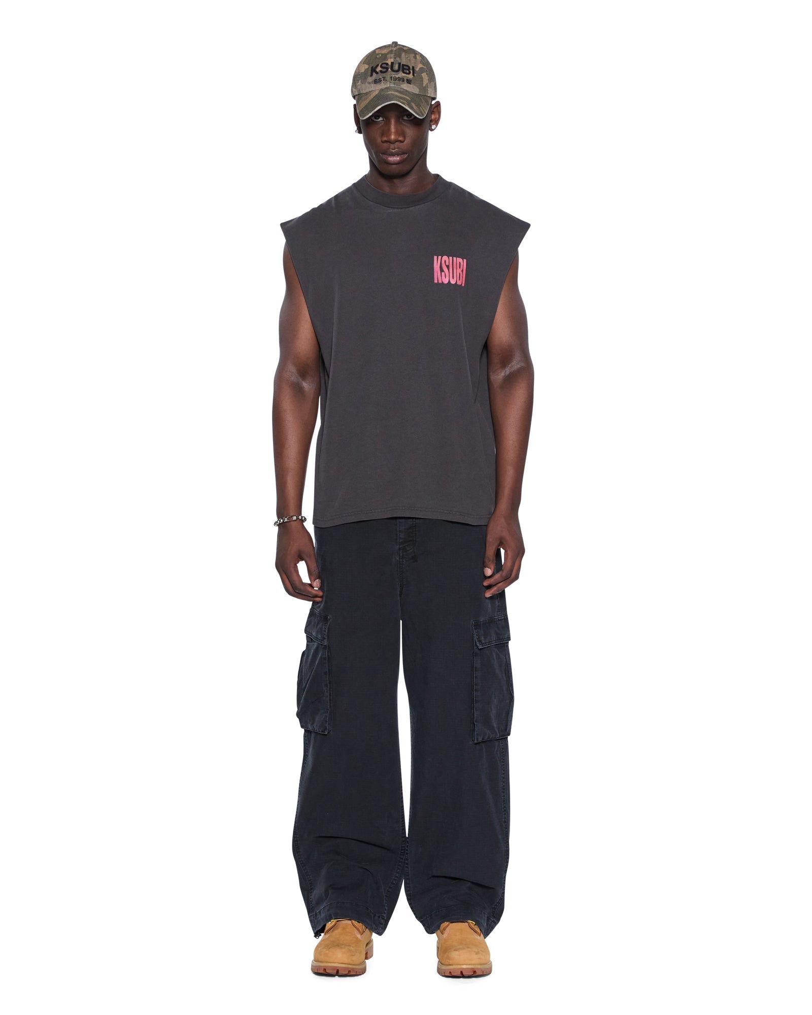 MENS  PANTHERA CUT OFF BIGGIE TEE ASH OVERSIZED TEES