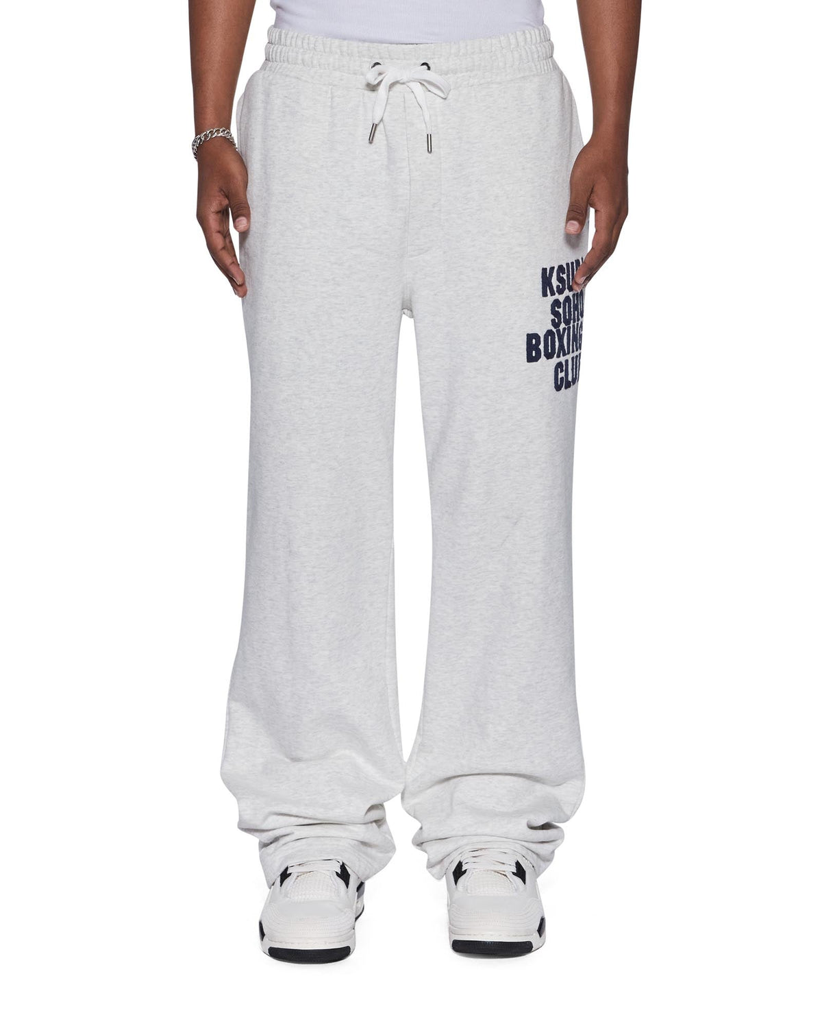 Mens Club Synthesis Trak Pant Snow Marle Regular Pants - Grey