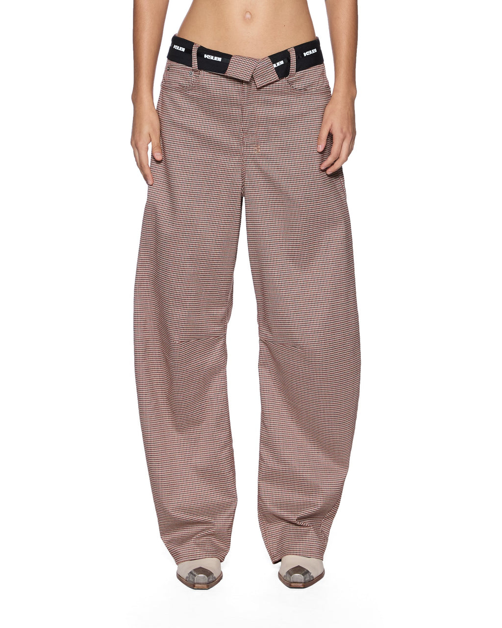 WOMENS BARREL TROUSER FLIP HOUNDSTOOTH PANTS