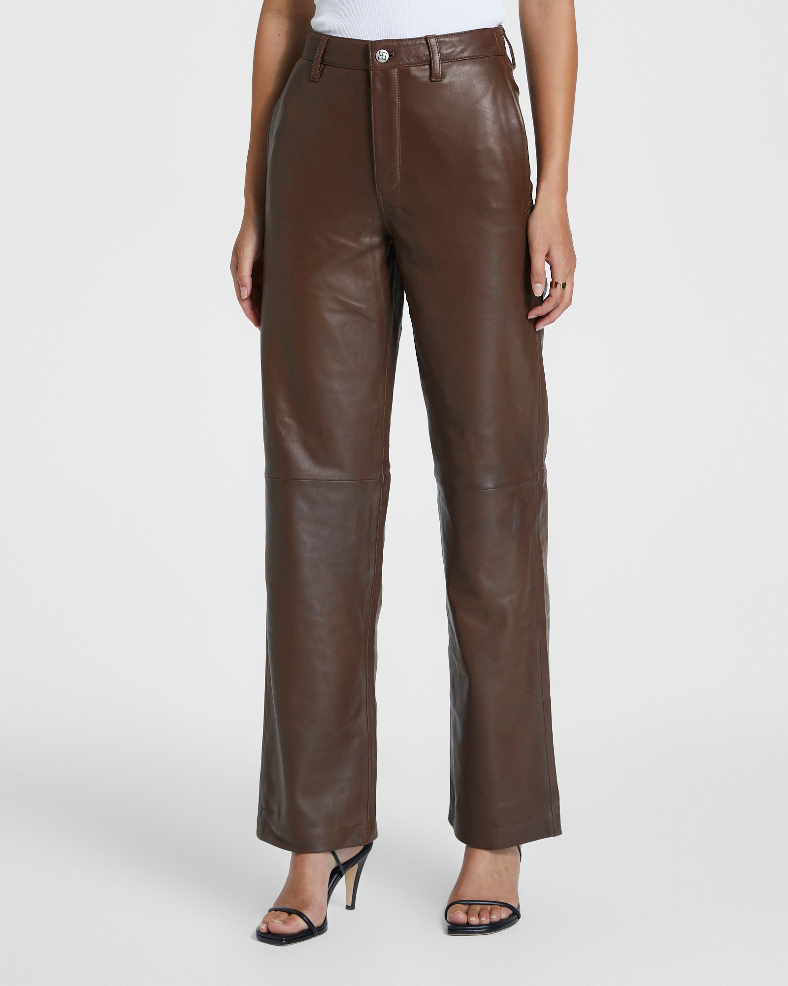 CROSSIN LEATHER TROUSER CHOC