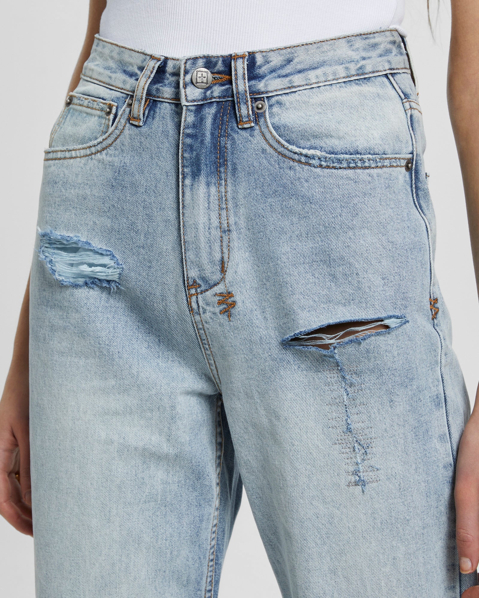 WOMENS  PLAYBACK SKREAM TRASHED STRAIGHT DENIM JEANS