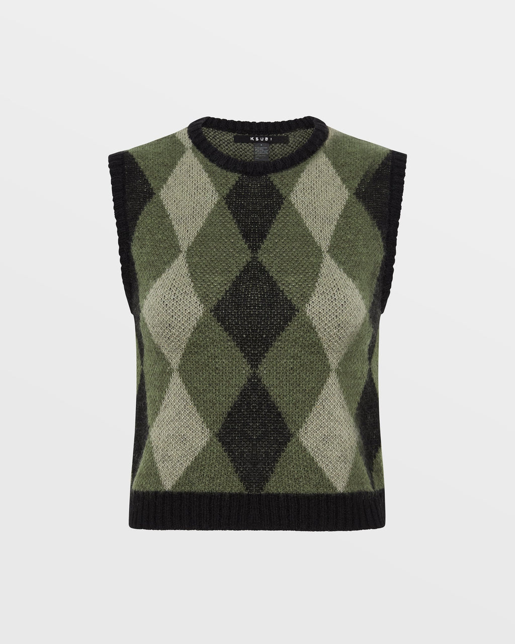 Womens Freshman Shrunken Vest Green Slim Knitwear - Green