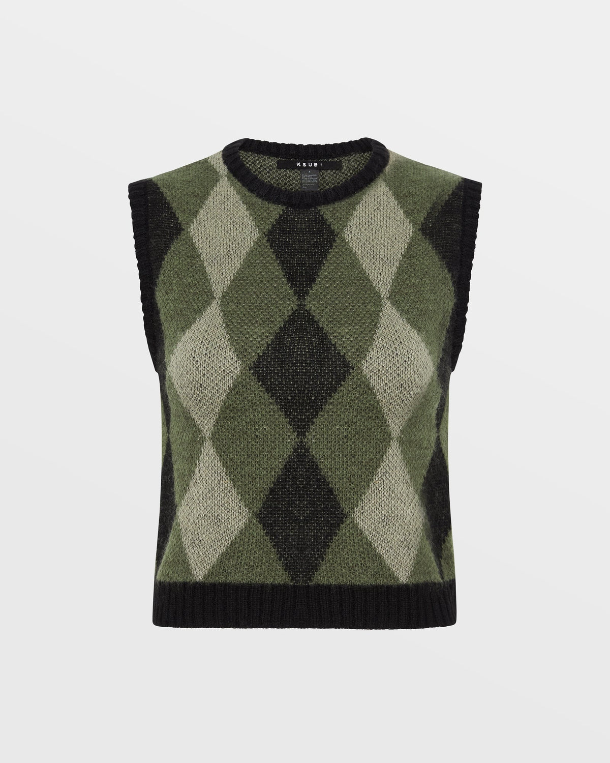 Womens Freshman Shrunken Vest Green Slim Knitwear - Green