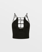 Womens Untamed Top Black Fitted Fashion Tops - Black