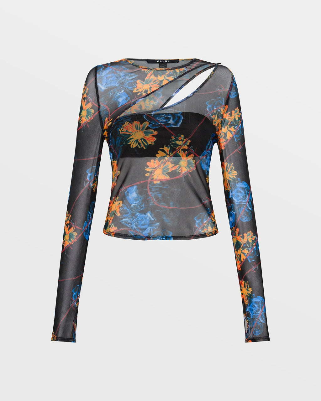 Womens Transfer Ls Top Cyberflora Fitted Fashion Tops - Multi Colour