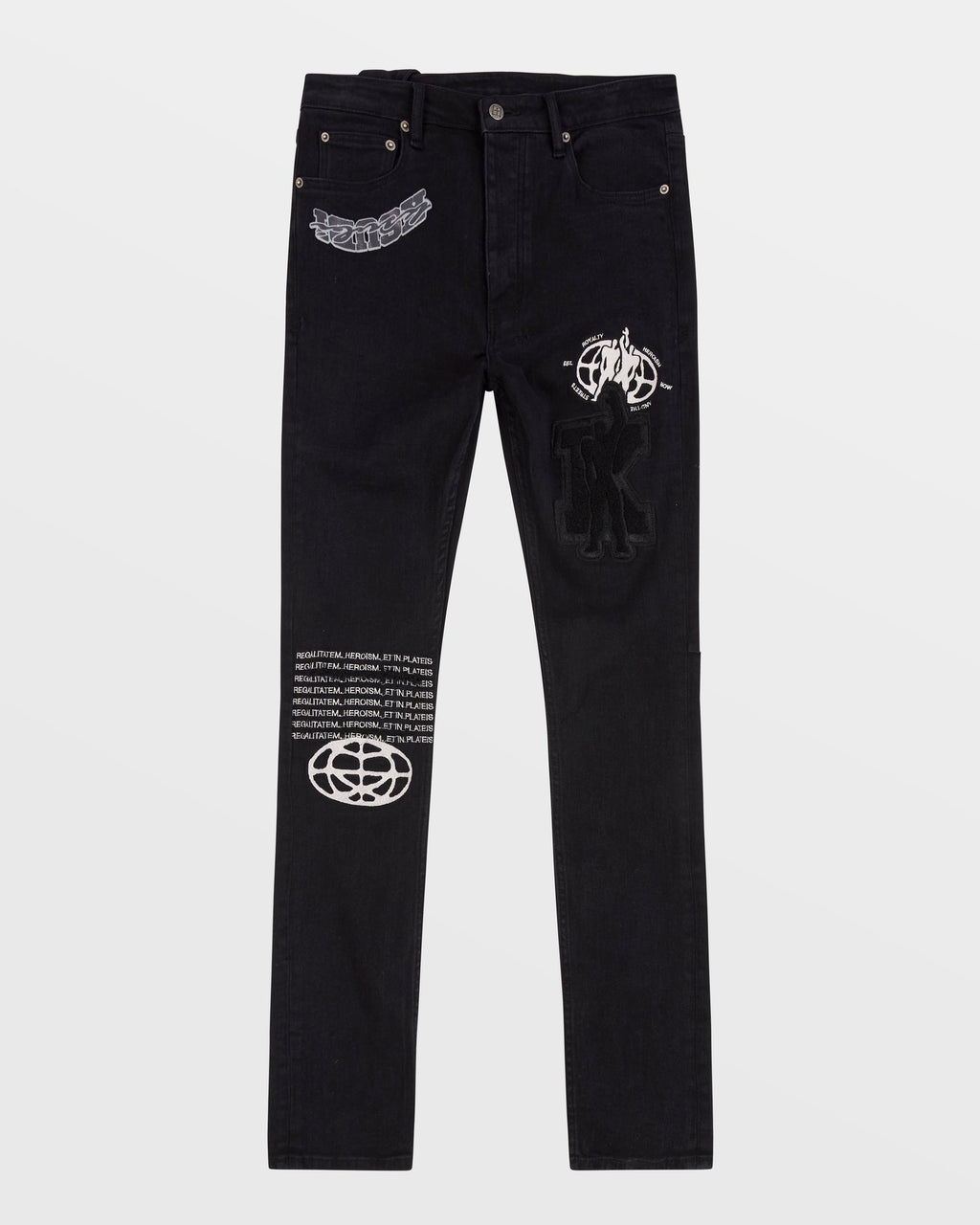Mens Chitch K Patch Ace Black Slim Denim Jeans - Black