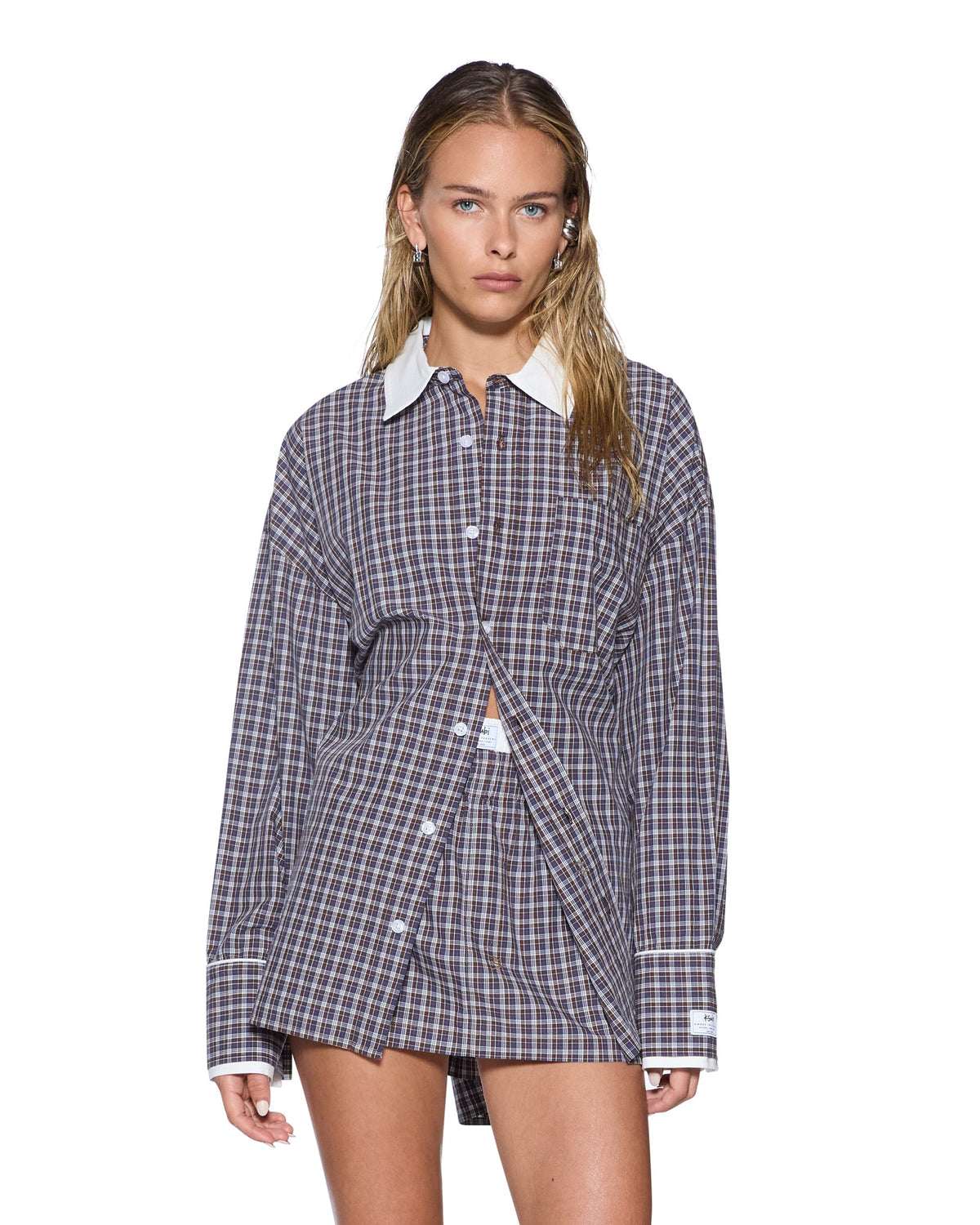 WOMENS ASTRA LS SHIRT WHITE PLAID SHIRTS