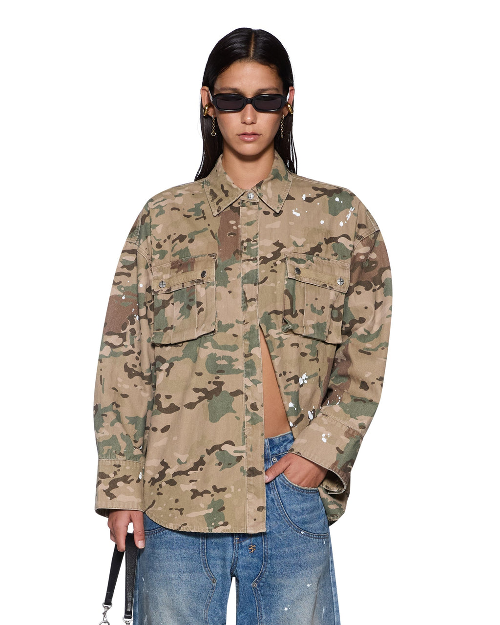 WOMENS ASTRA CARGO LS SHIRT WOODLAND CAMO SHIRTS