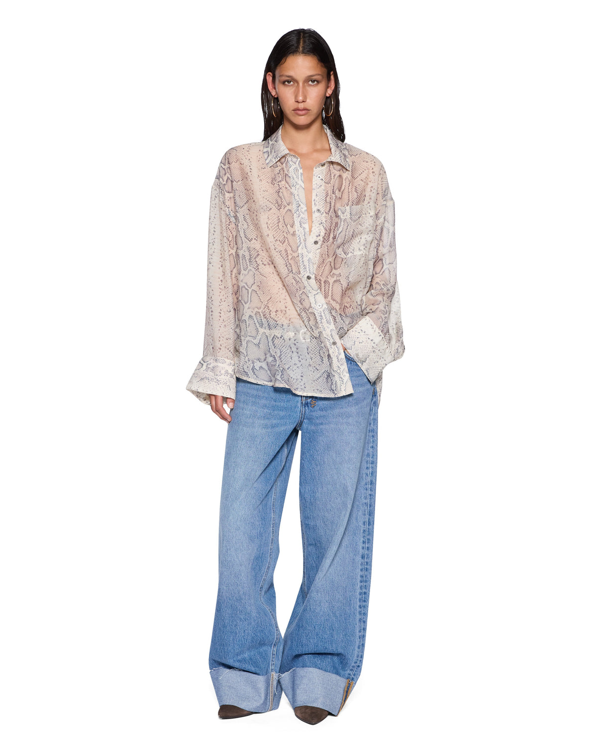 Womens Astra Ls Shirt Sheer Venom Oversized Shirts - Tan