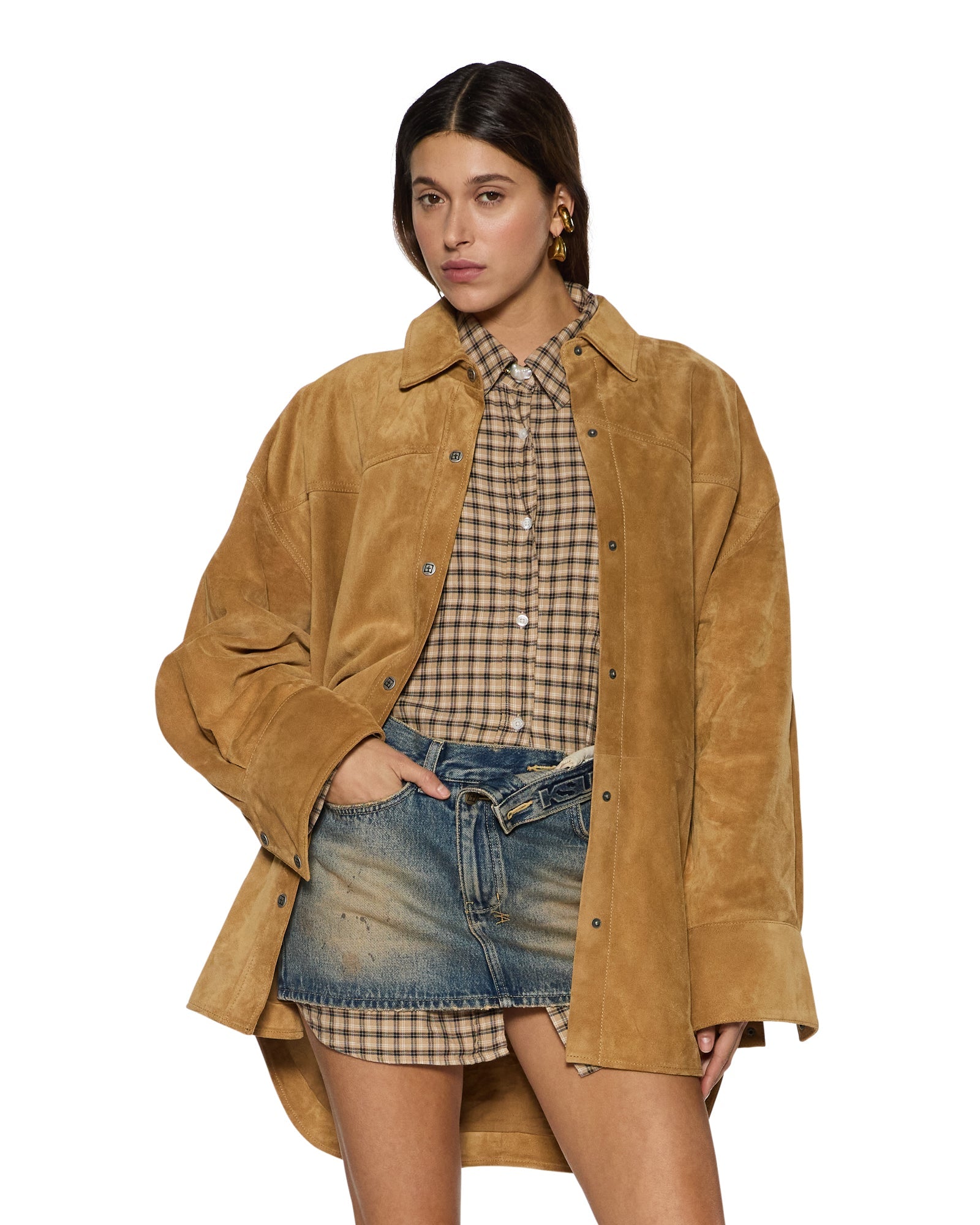 WOMENS  ASTRA RIDER LS SHIRT TAN OVERSIZED SHIRTS