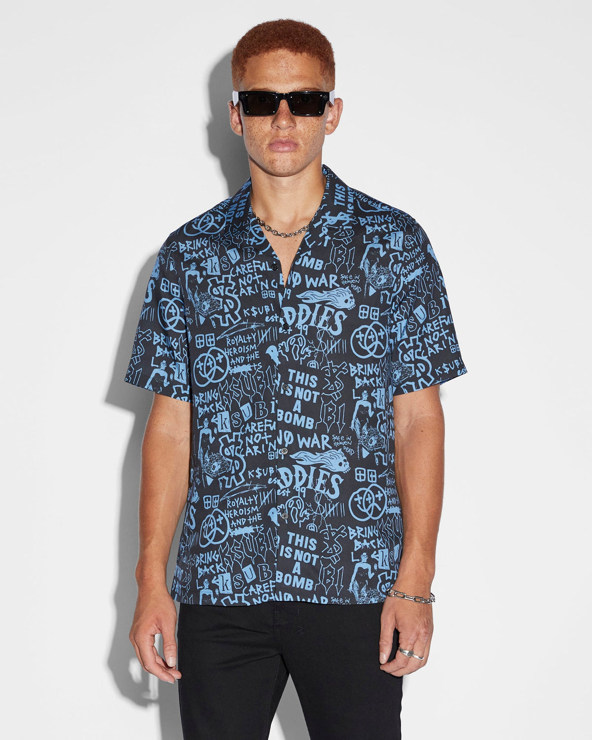 MENS BADDIES RESORT SS SHIRT BLUE SHIRTS