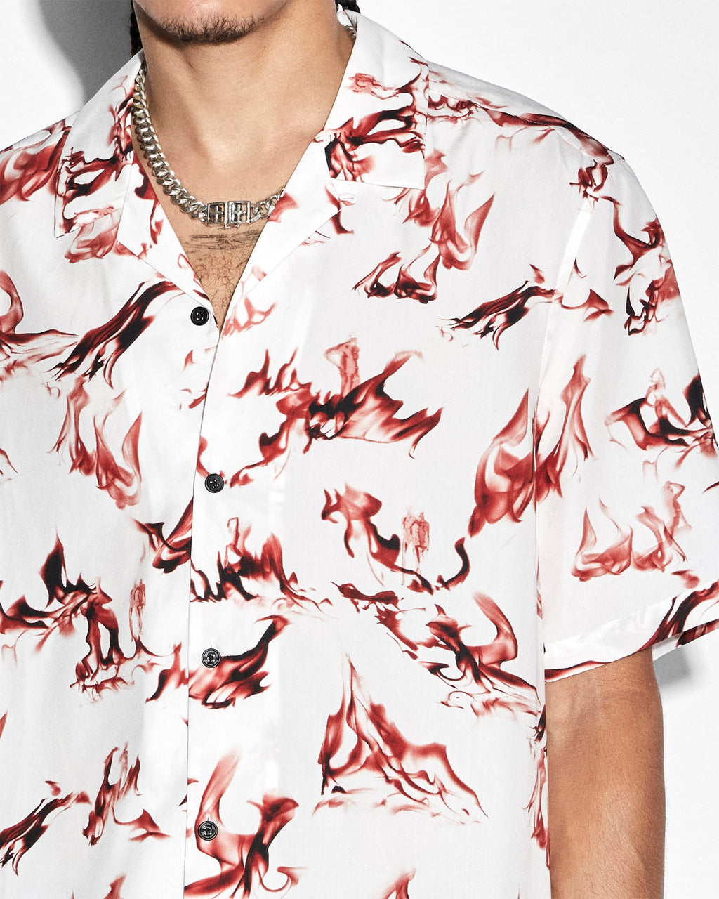 Mens Burnt Resort Ss Shirt White Regular Shirts - White