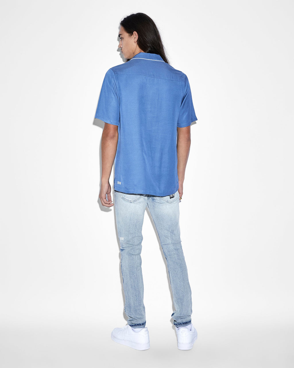 Mens Downtown Resort Ss Shirt Atlantic Regular Shirts - Blue