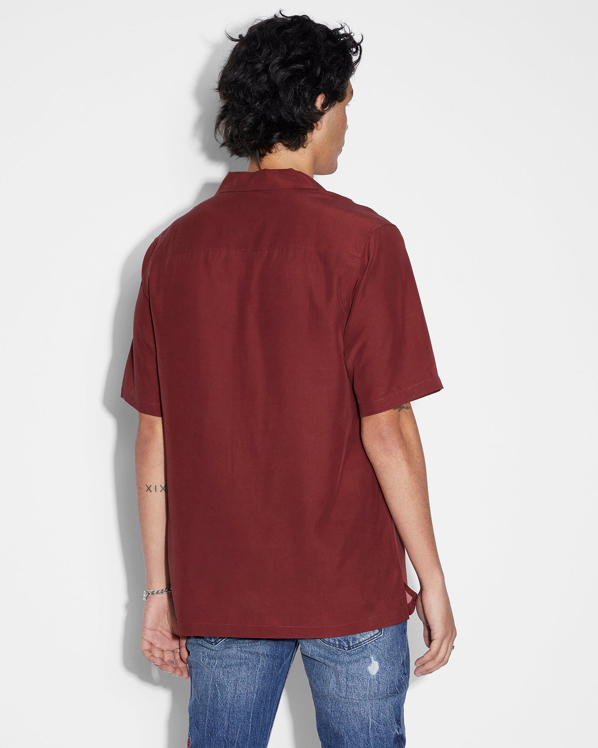 Mens Heart Resort Ss Shirt Crimson Regular Shirts - Red