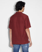 Mens Heart Resort Ss Shirt Crimson Regular Shirts - Red