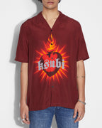 Mens Heart Resort Ss Shirt Crimson Regular Shirts - Red