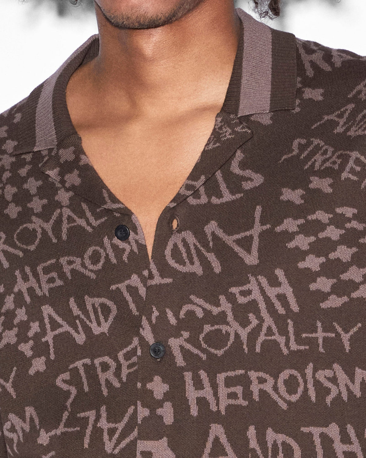 MENS HEROISM KNIT RESORT SS SHIRT JAVA SHIRTS