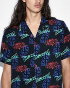 Mens Glow Resort Ss Shirt Black Regular Shirts - White