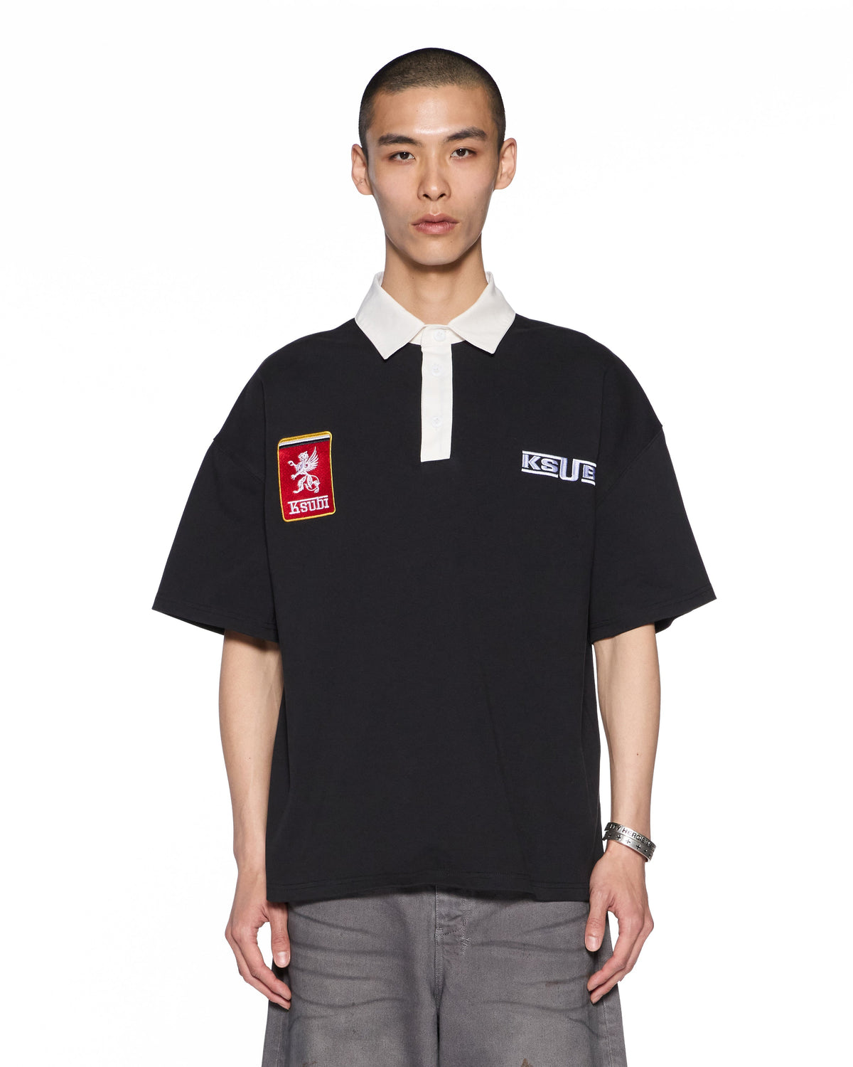 Mens Perform Ss Polo Shirt Jet Black Boxy Fashion Tops - Black
