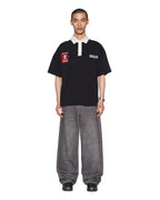Mens Perform Ss Polo Shirt Jet Black Boxy Fashion Tops - Black