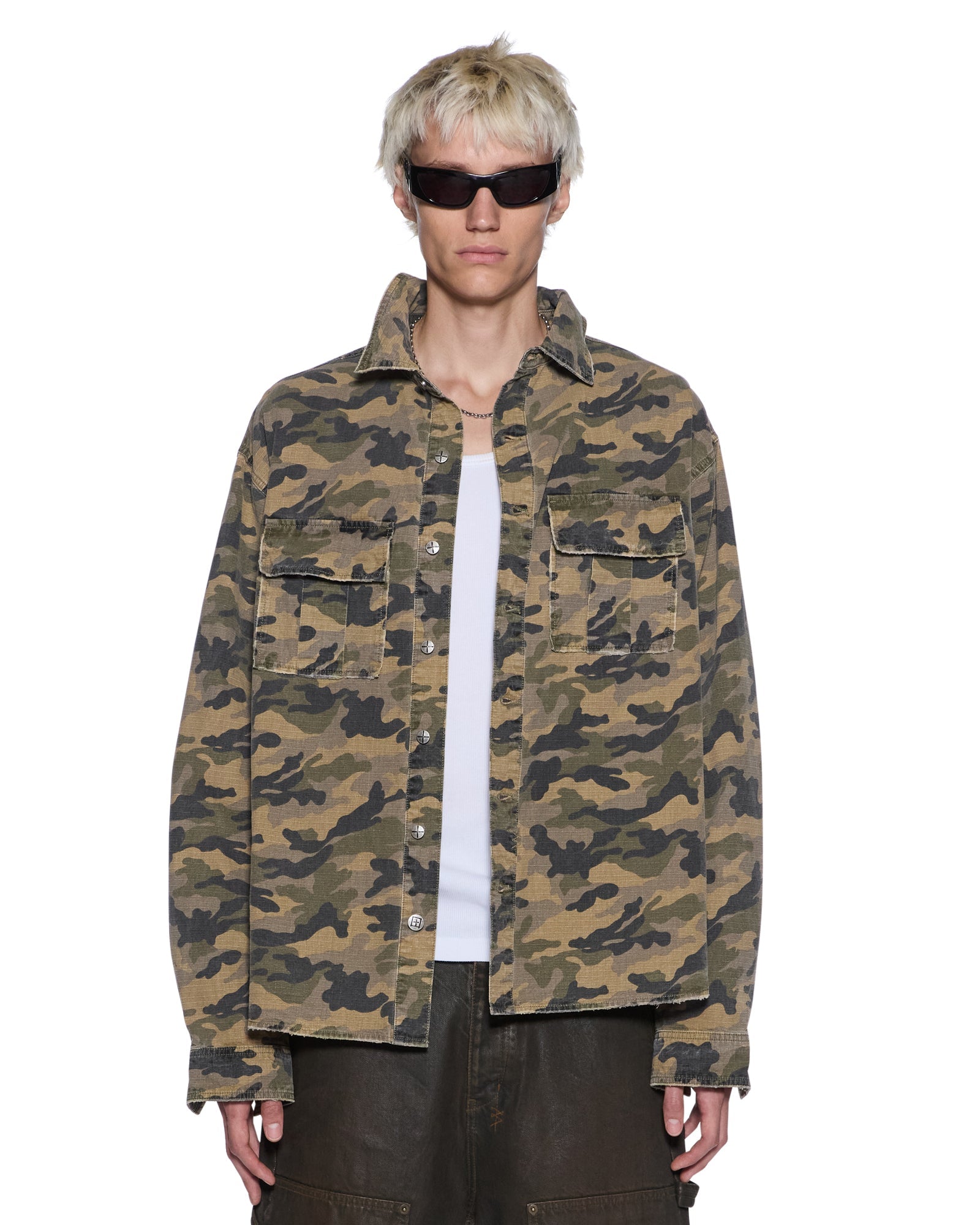 MENS  VULTURE LS SHIRT CAMO SKINNY SHIRTS