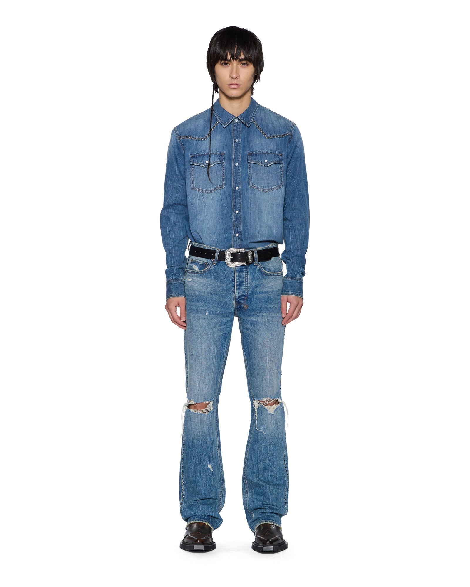 MENS  WHIPLASH LS SHIRT TEXAS BLUE STUDDED REGULAR SHIRTS