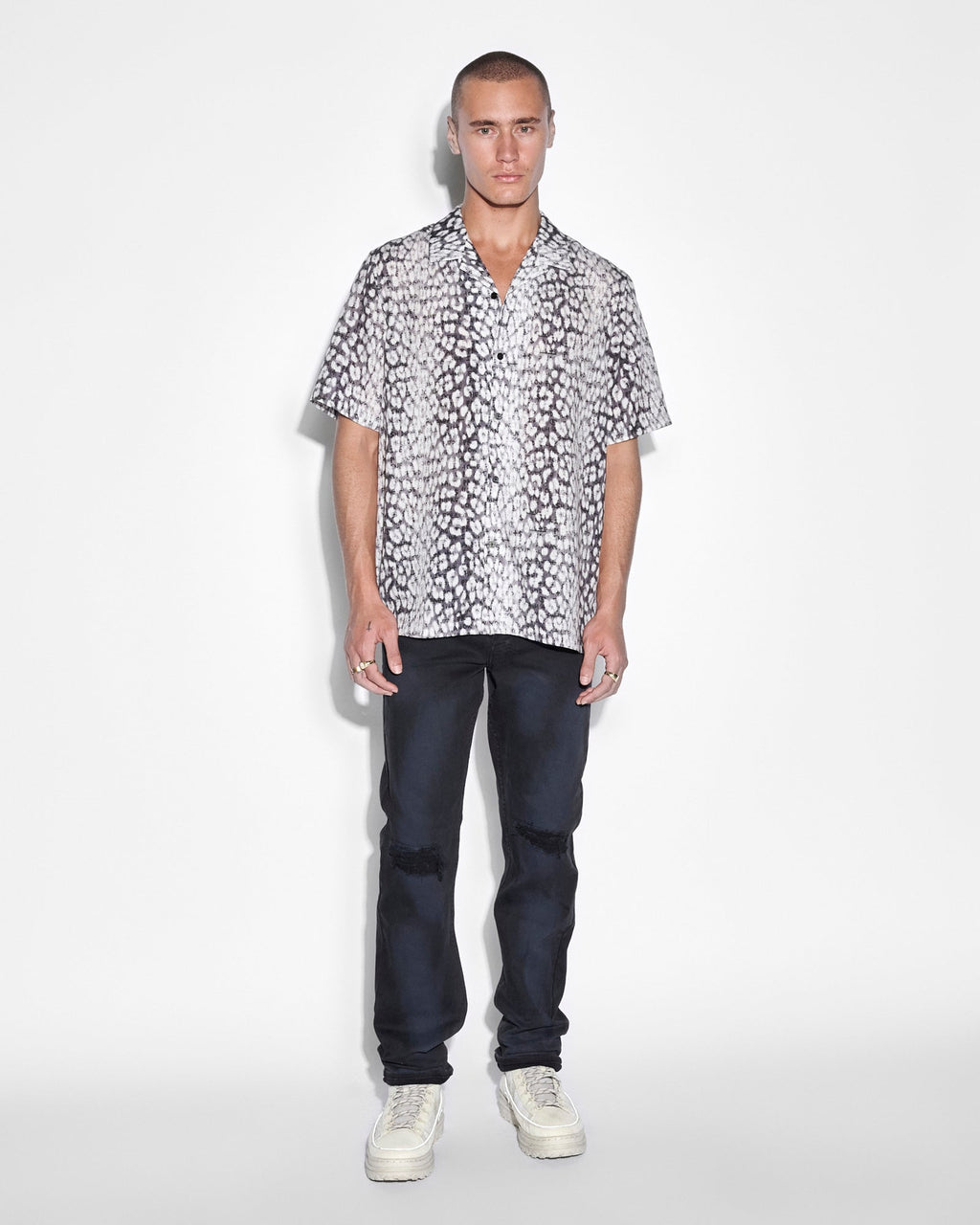 Mens Whitenoise Leopard Resort Ss Shirt Multi Regular Shirts - Multi Colour
