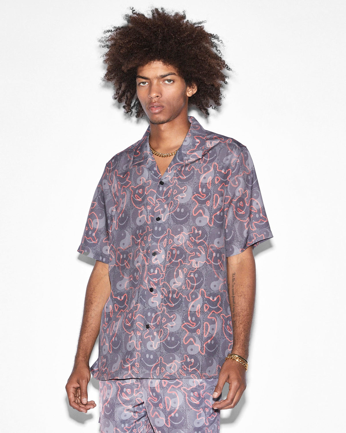Mens Yin Dollar Resort Ss Shirt Multi Regular Shirts - Multi Colour