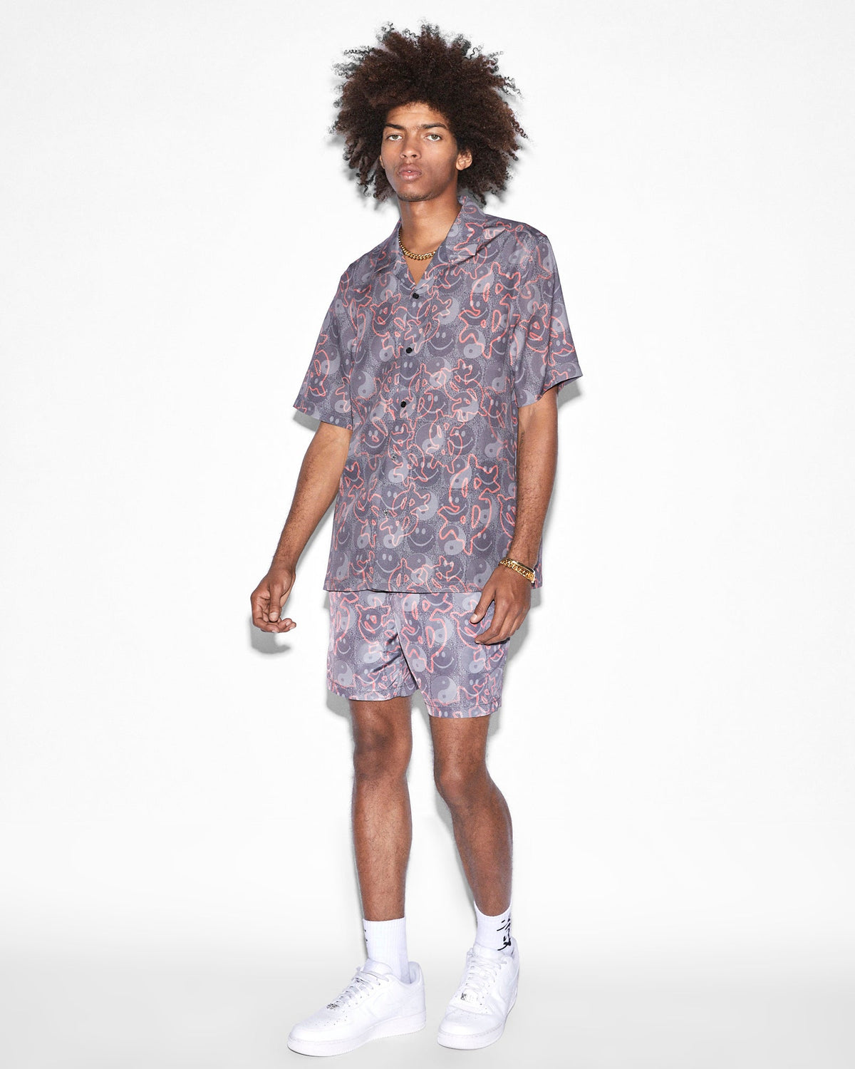 Mens Yin Dollar Resort Ss Shirt Multi Regular Shirts - Multi Colour