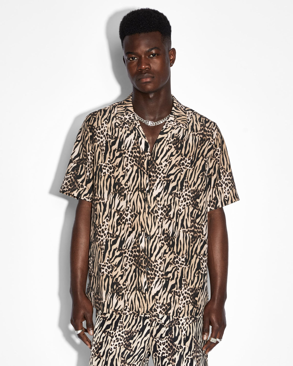 Mens Zoo Resort Ss Shirt Multi Regular Shirts - Multi Colour