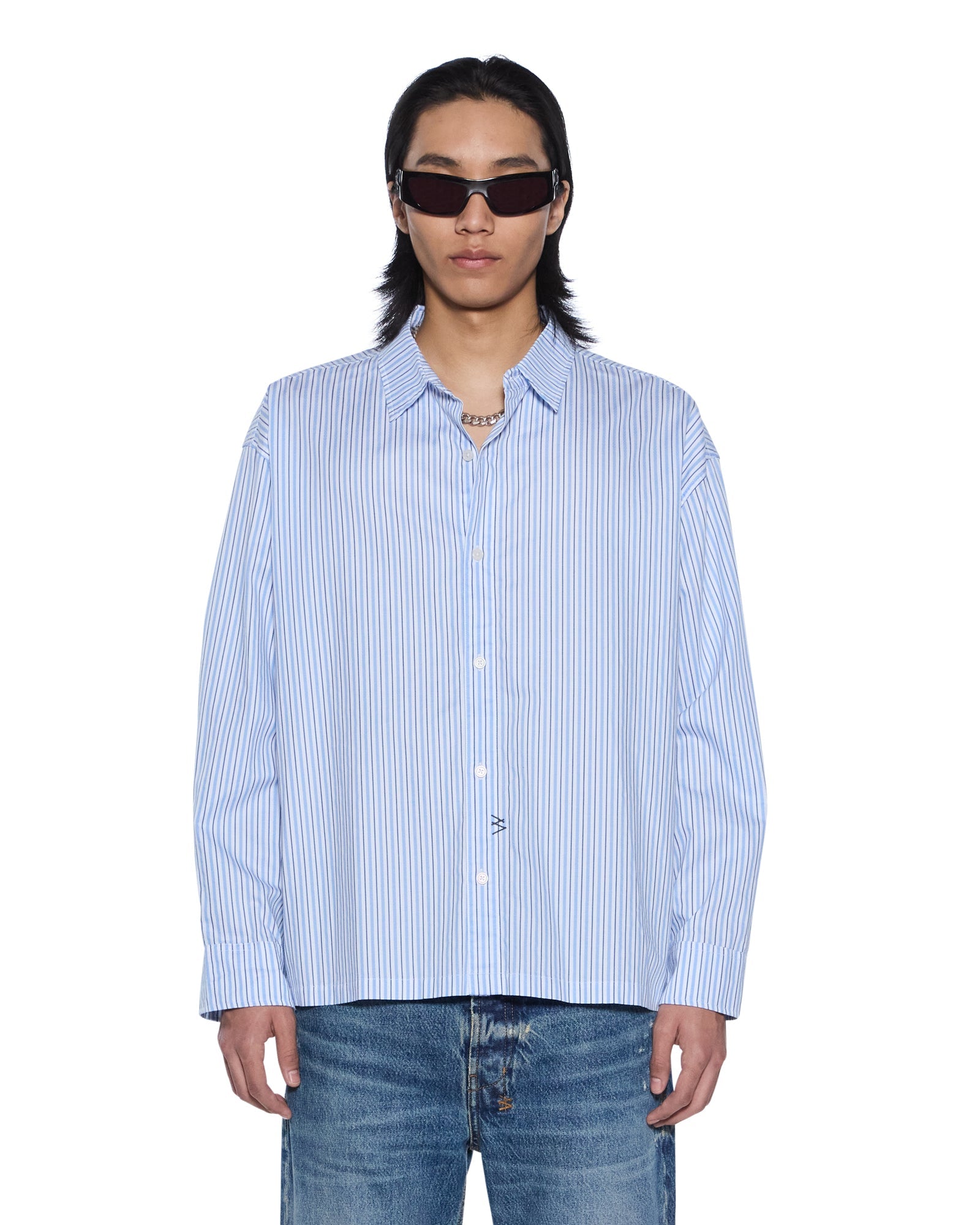 MENS  LANLEY LS SHIRT OCEAN STRIPE REGULAR SHIRTS