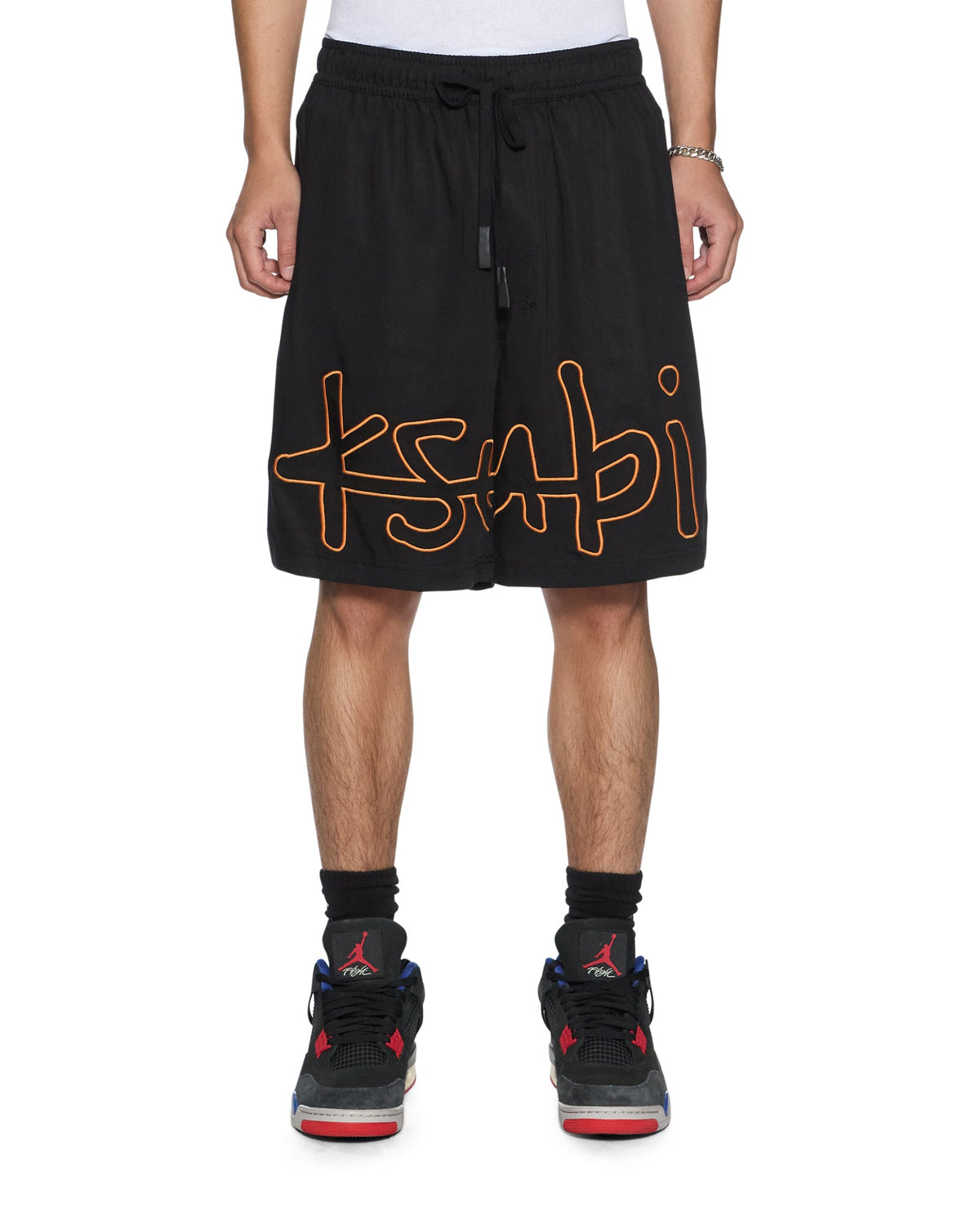 Mens 1999 Life Short Black Orange Regular Walkshorts - Black