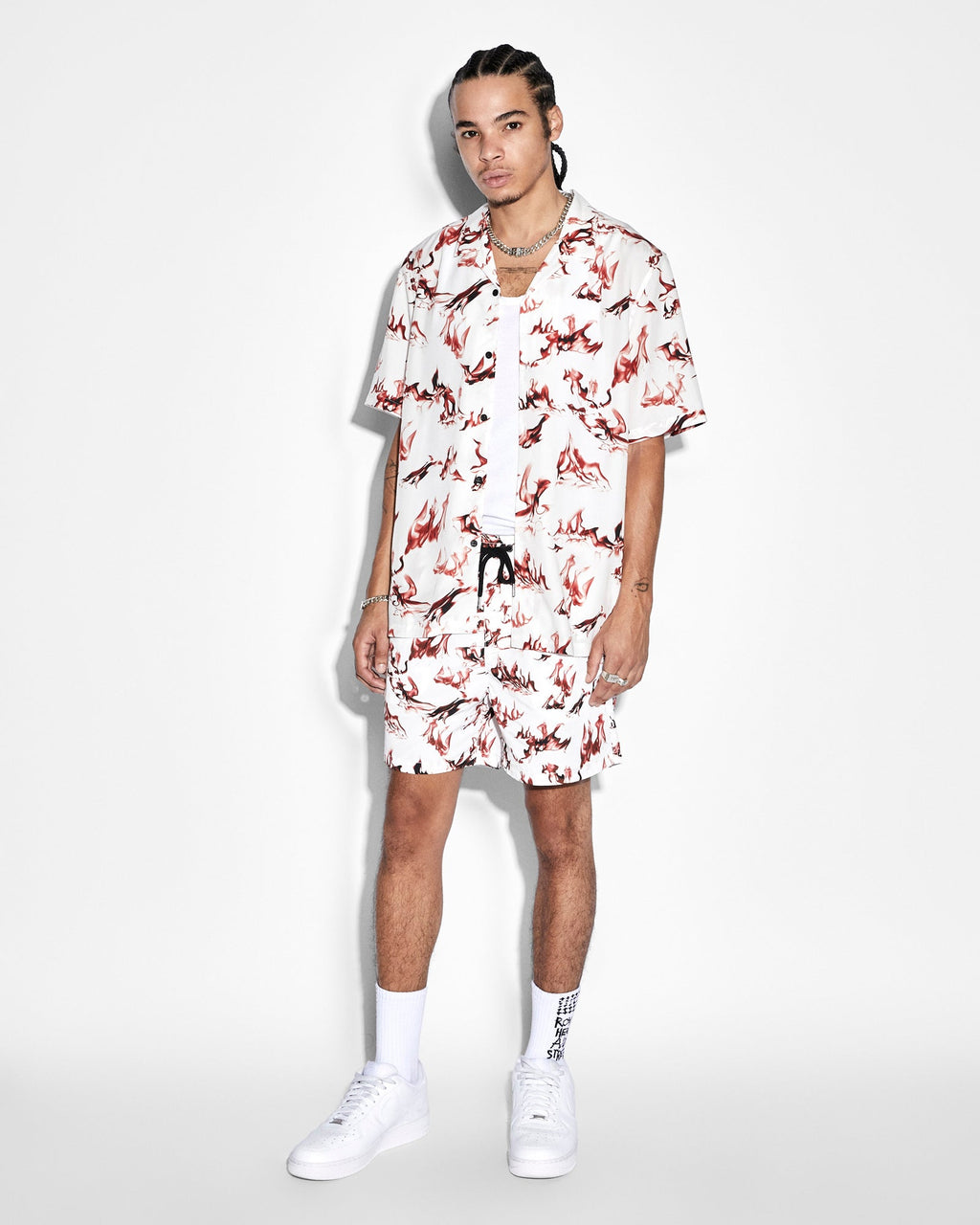 Mens Burnt Resort Ss Shirt White Regular Shirts - White