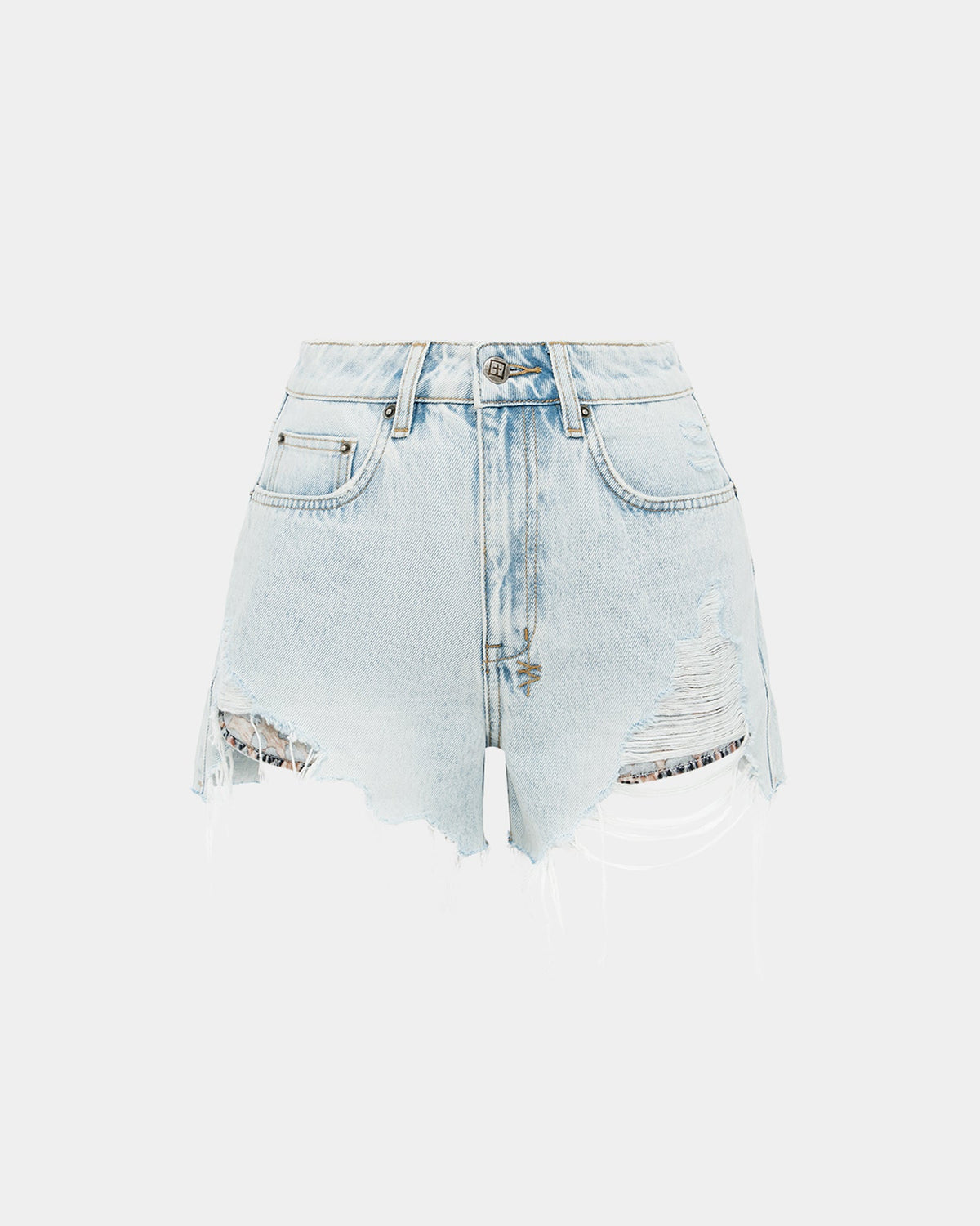 Womens Rise N Hi Skyfall Rampant Ripped Fitted Walkshorts - Denim
