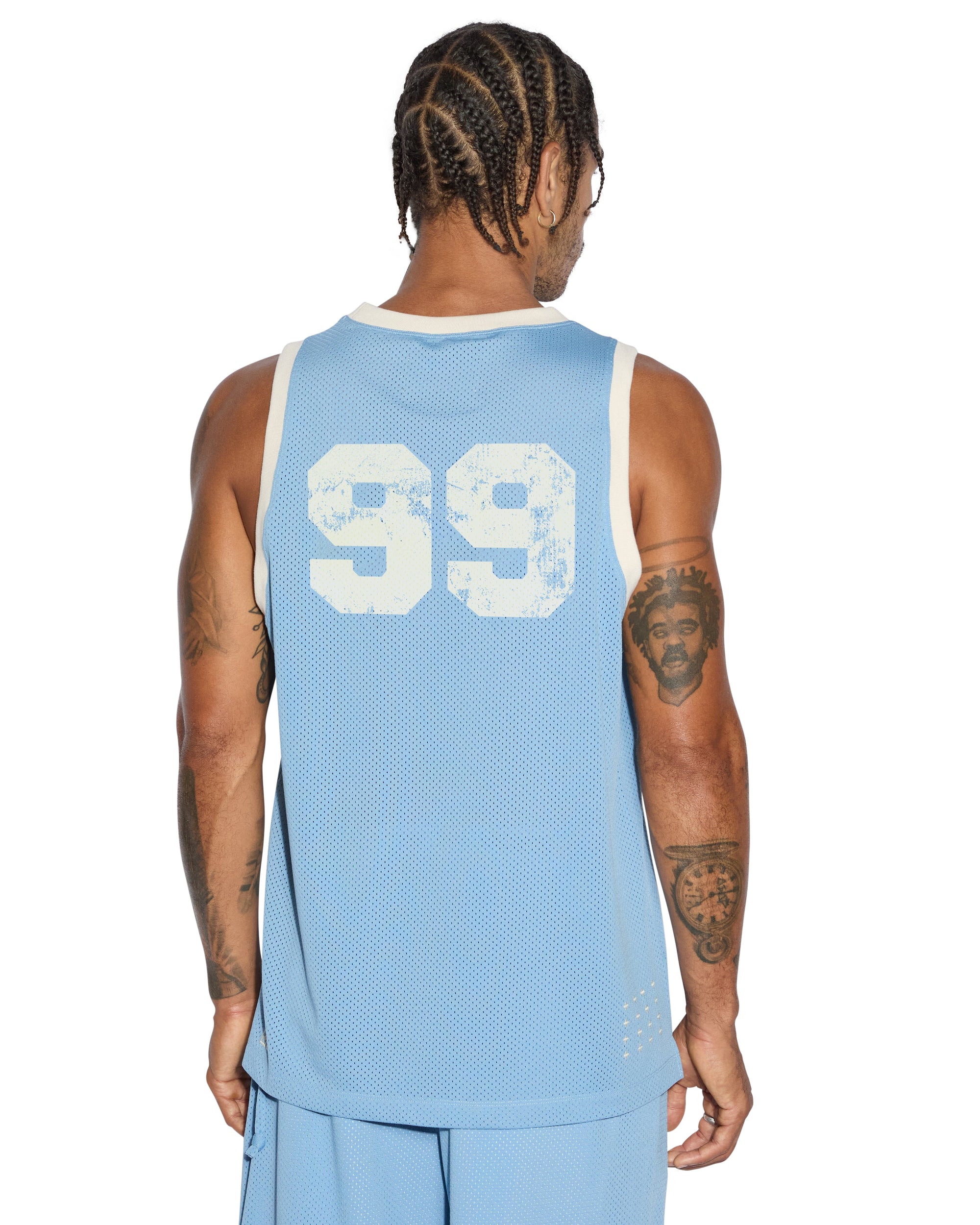MENS  CLUBHOUSE PICK UP SINGLET BLUE BOXY FASHION TOPS