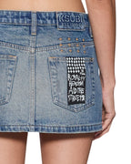 WOMENS MICRO MINI DENIM SKIRT PAINTER BLUE SKIRTS