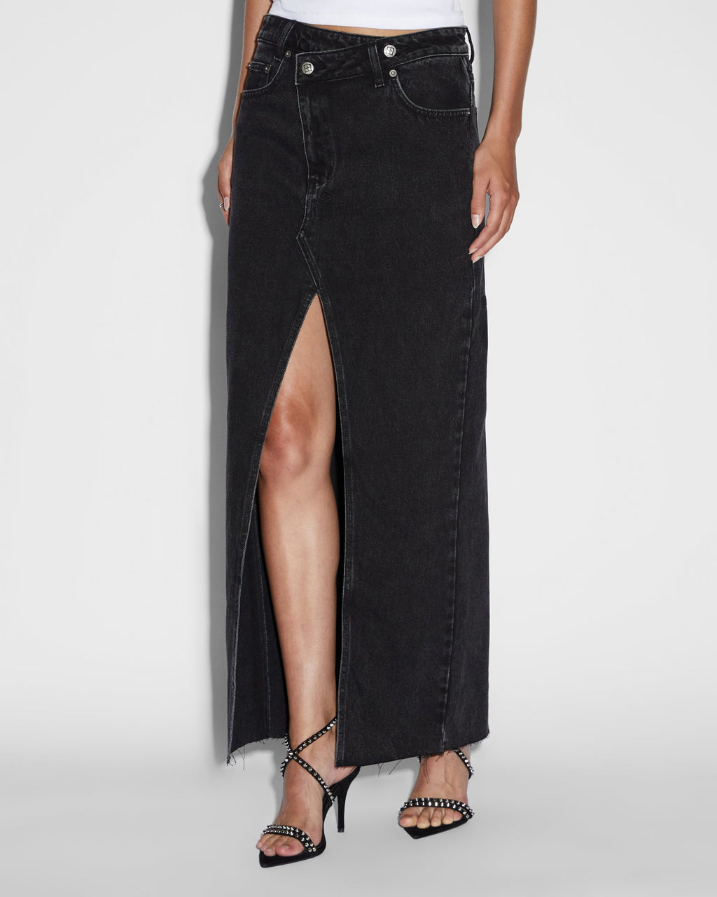 WOMENS RELAX MAXI SKIRT WASHED BLACK SKIRTS