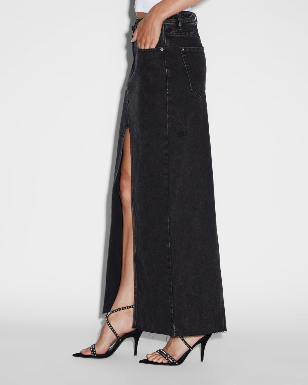 WOMENS RELAX MAXI SKIRT WASHED BLACK SKIRTS