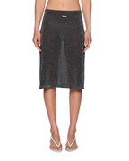 Womens Sott Midi Skirt Silver Lurex Fitted Skirts - Silver