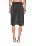 Womens Sott Midi Skirt Silver Lurex Fitted Skirts - Silver