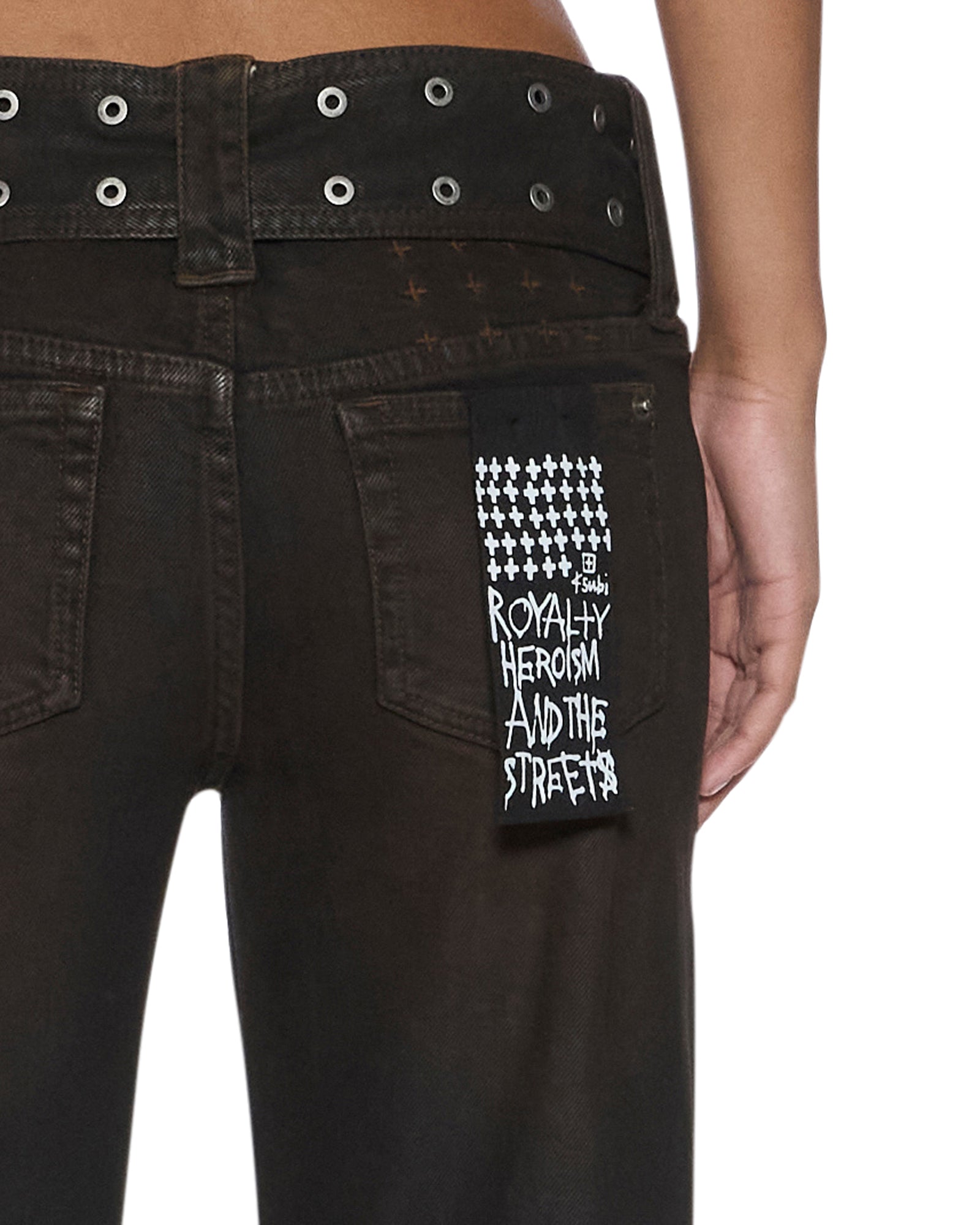 WOMENS  SOHO LO BELTED GREASED SLIM DENIM JEANS