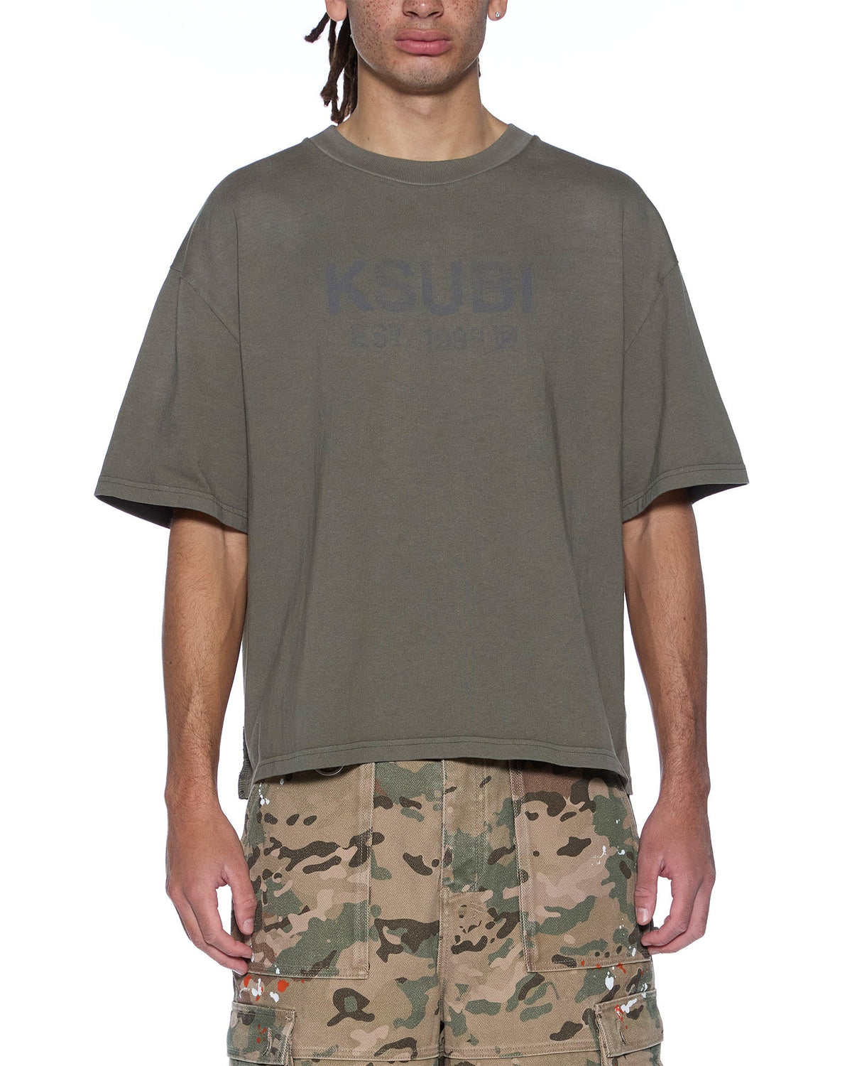 Mens State Halen Ss Tee Militant Baggy Tees - Green