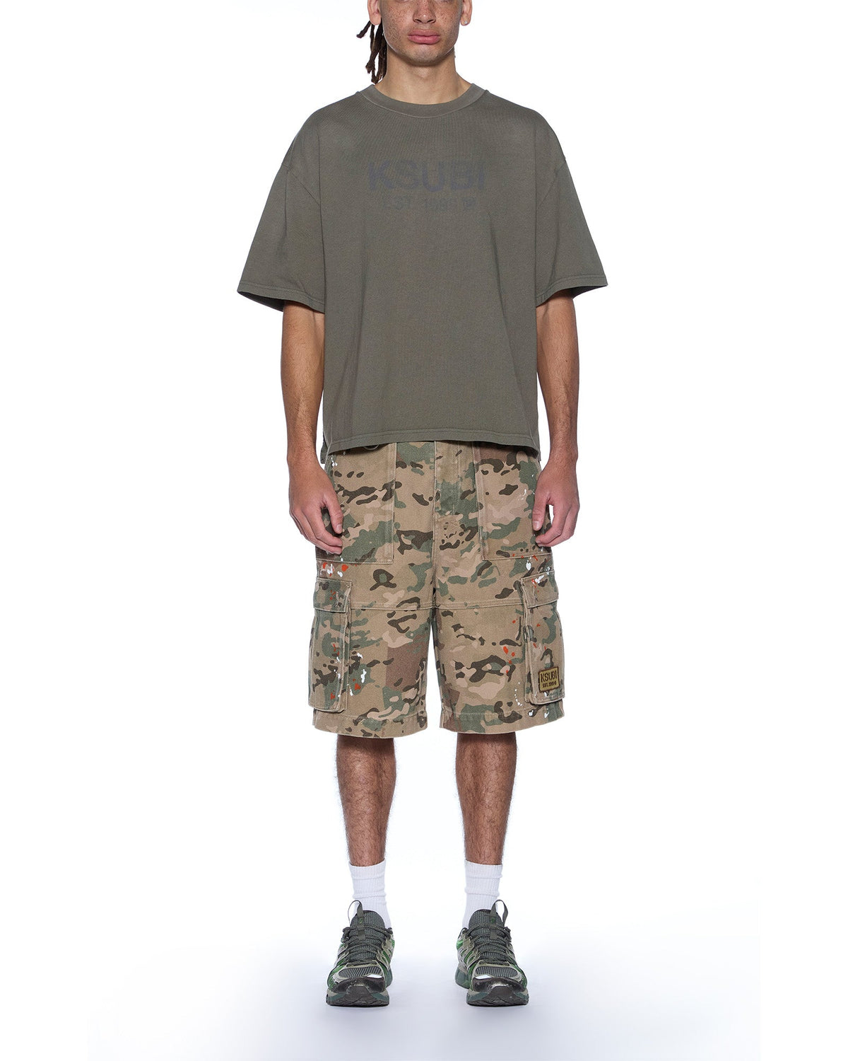 Mens State Halen Ss Tee Militant Baggy Tees - Green