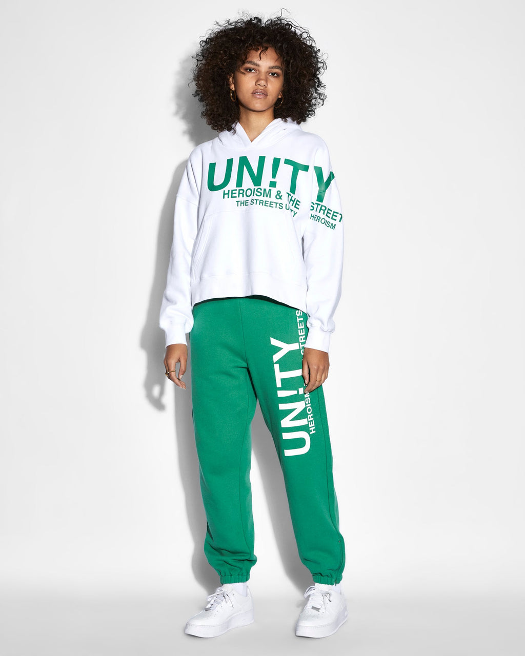 Womens Unity Slouch Hoodie White Oversized Fleece - Beige
