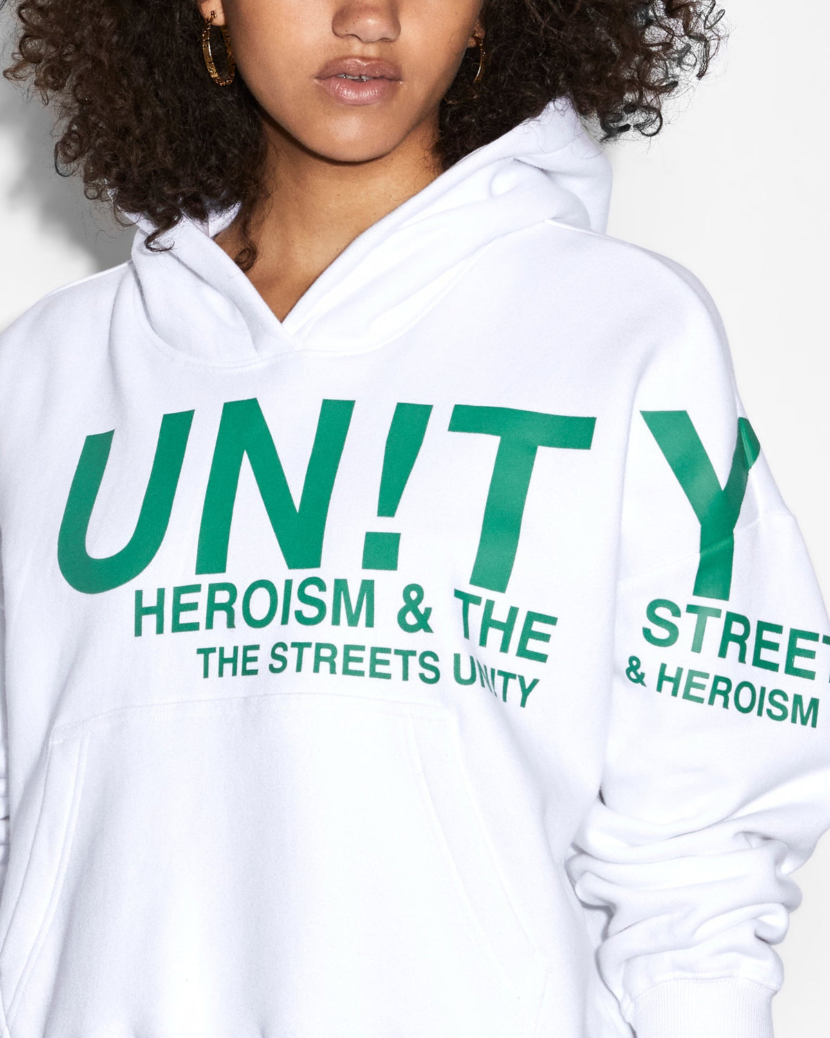 Womens Unity Slouch Hoodie White Oversized Fleece - Beige