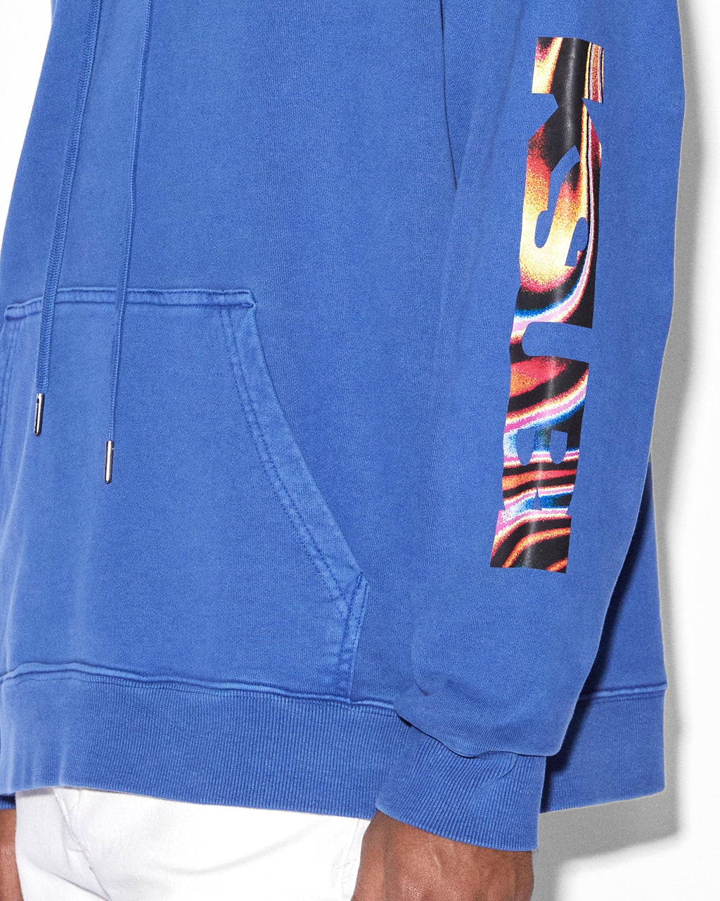 Mens Mindstate Biggie Hoodie Solid Blue Oversized Fleece - Blue