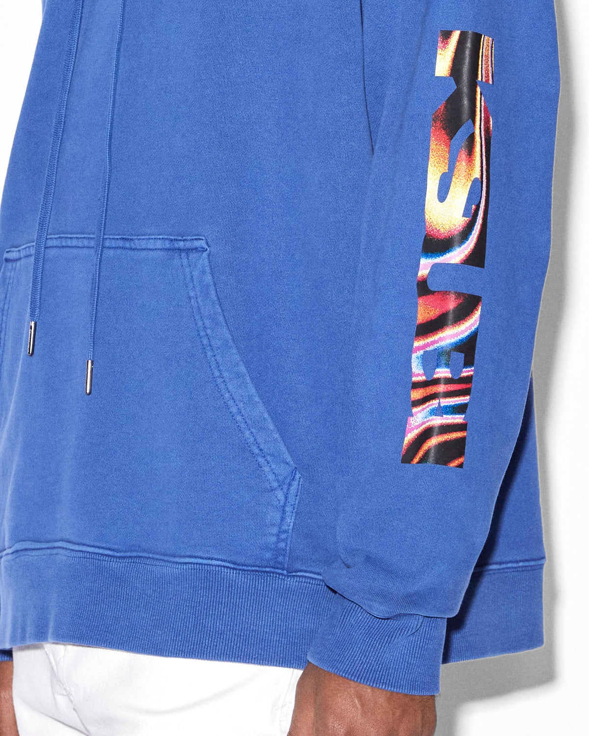 Mens Mindstate Biggie Hoodie Solid Blue Oversized Fleece - Blue