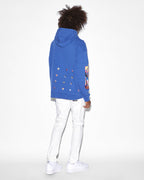 Mens Mindstate Biggie Hoodie Solid Blue Oversized Fleece - Blue