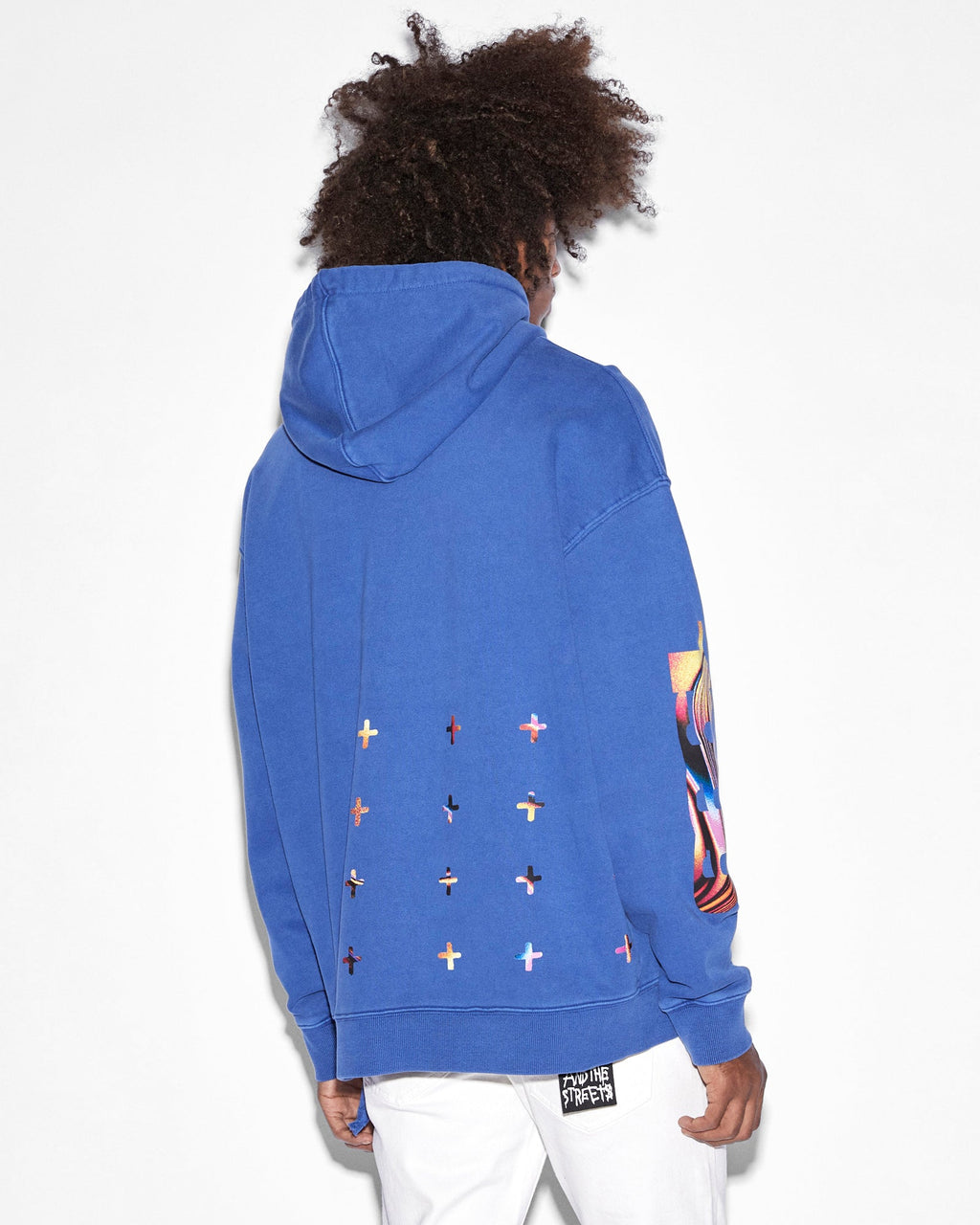 Mens Mindstate Biggie Hoodie Solid Blue Oversized Fleece - Blue