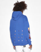 Mens Mindstate Biggie Hoodie Solid Blue Oversized Fleece - Blue